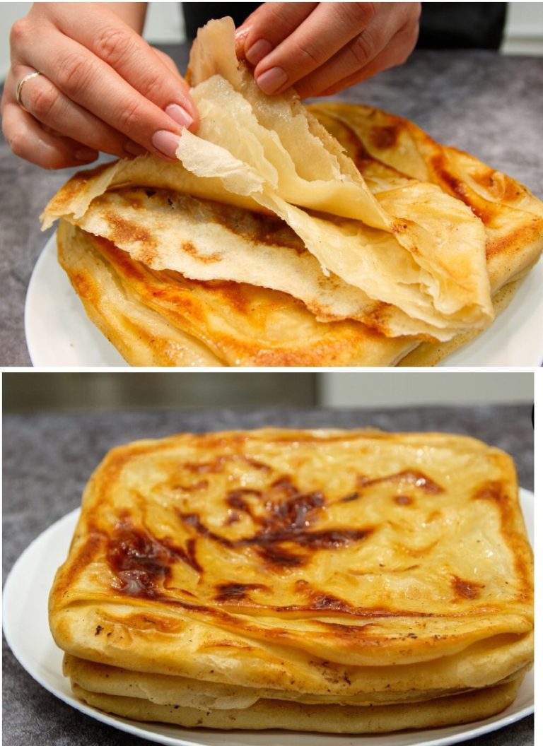 Только мука и кипяток: часто готовлю слоёные лепёшки вместо хлеба. Разлетаются на УРА