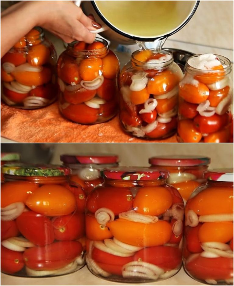 Сладкие помидорчики с луком на зиму без стерилизации