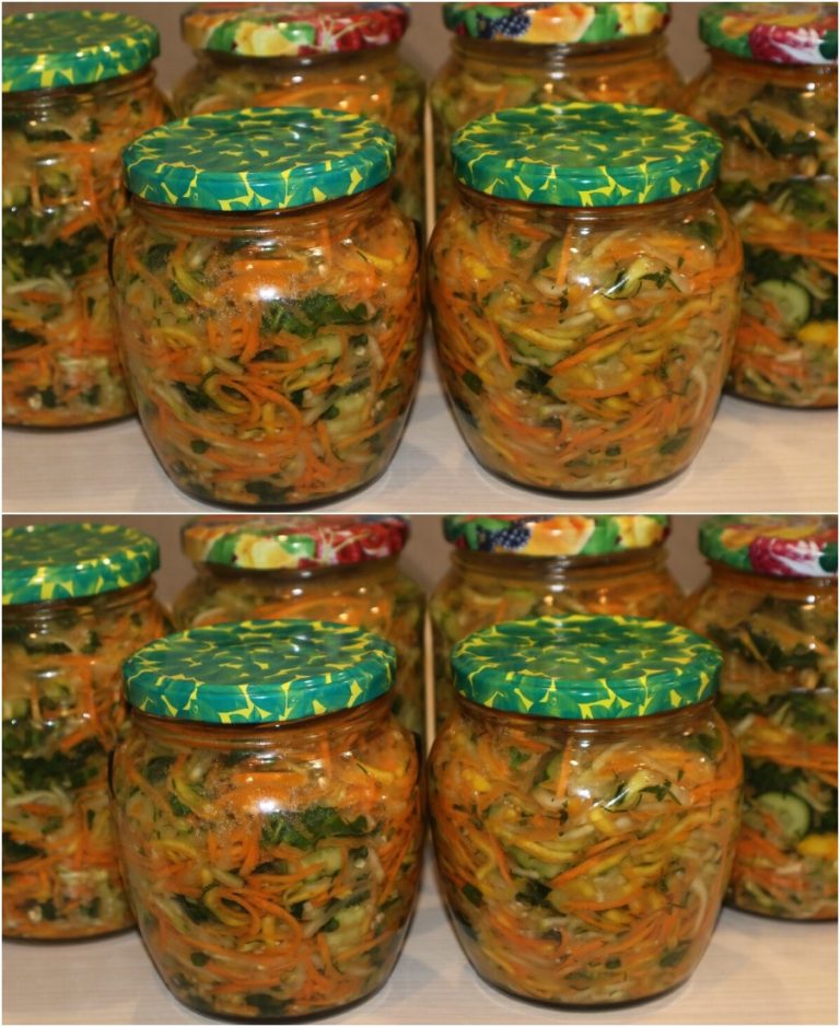 Самый вкусный салат на зиму без варки. Огурцы, кабачки и морковь по-корейски в одной банке