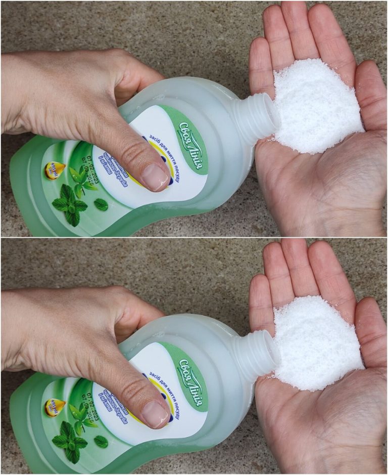 Смешайте средство для мытья посуды с солью. Результату не нарадуюсь