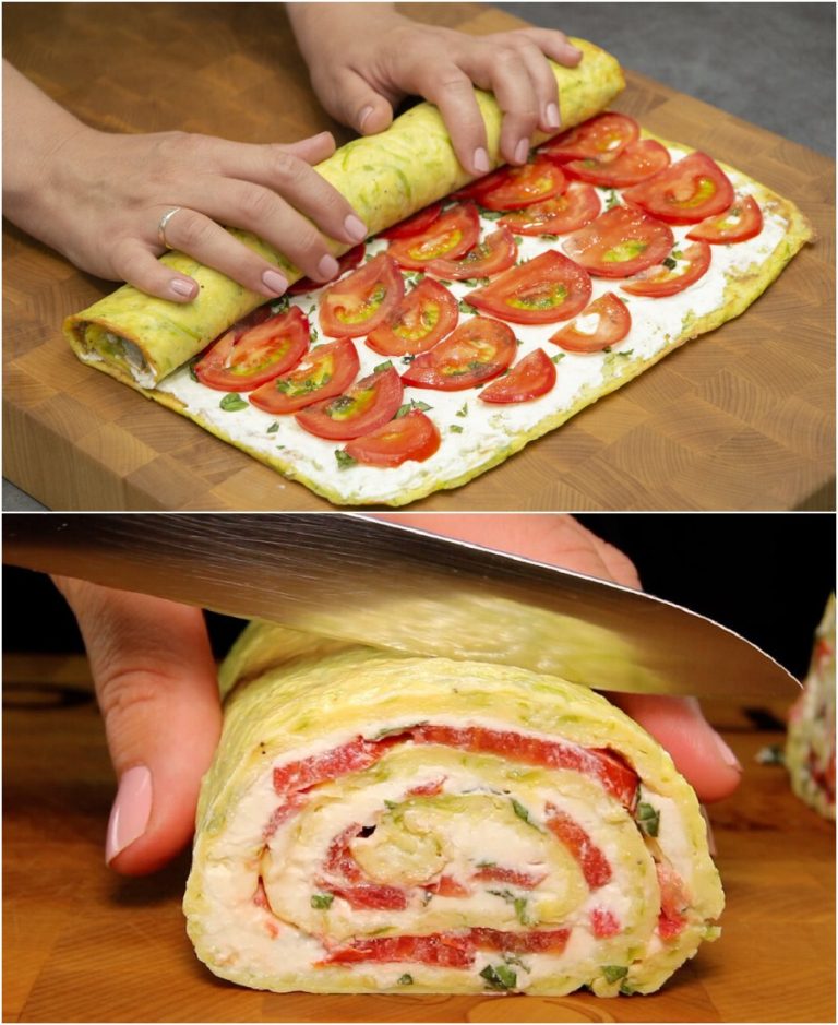 Удивила родных этой закуской из кабачков: натёрла кабачки, запекла и свернула в рулет. Просто и вкусно