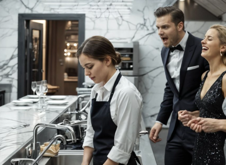 Ей приказали мыть посуду на гала-вечере — не зная, что её муж-миллиардер был хозяином этого места.