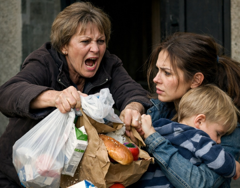 — Мой сын не обязан кормить бездельницу с ребёнком! — кричала свекровь, вырывая у невестки пакеты с продуктами