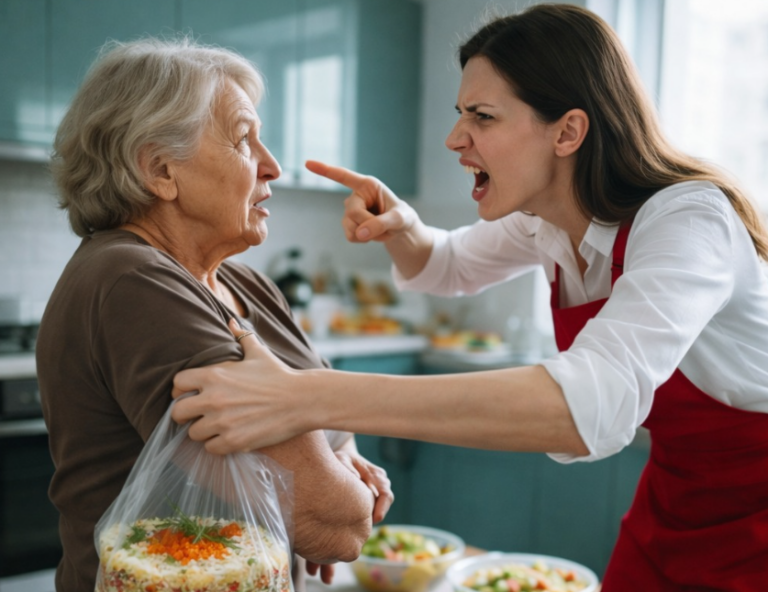 Показала свекрови, где её место, когда та попыталась выкинуть мои праздничные салаты
