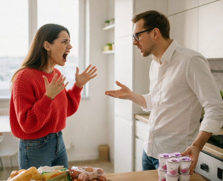 — Предлагаю делить по-честному: ты платишь за свои йогурты, а я за свою еду, — заявил мне муж