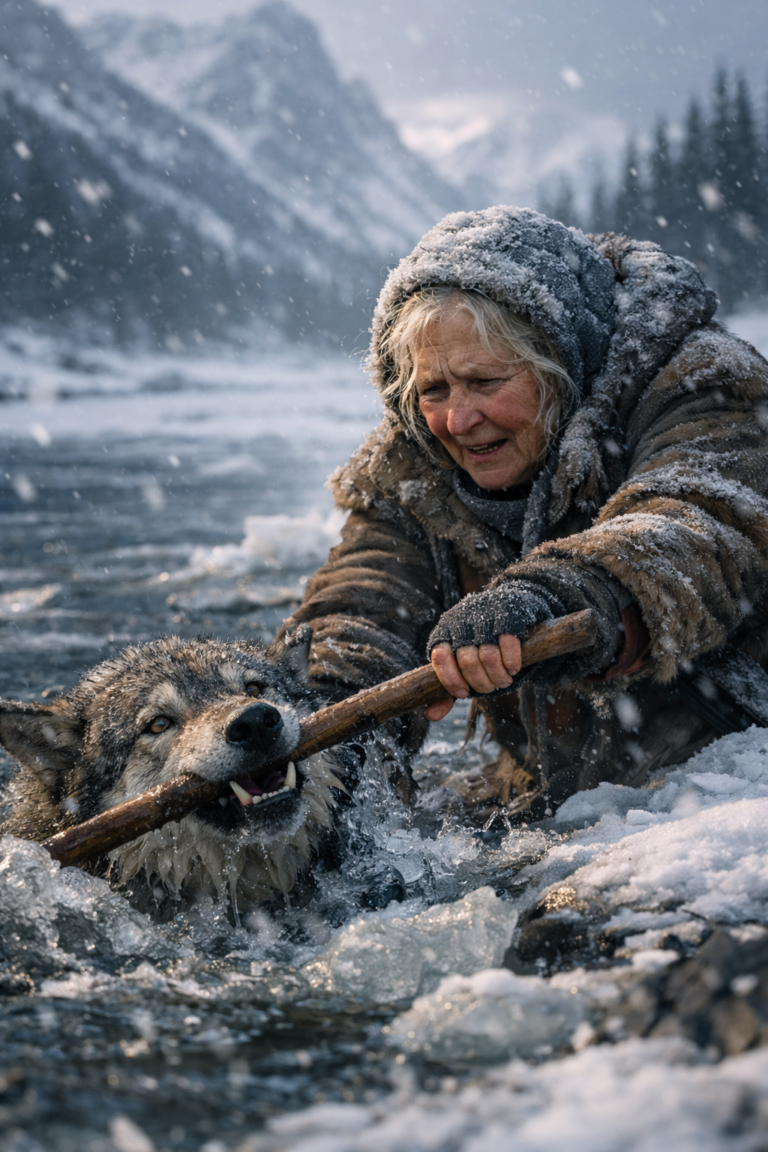 Старушка спасала тонущего волка на льду, и когда всё уже было позади, из леса вышли они… Женщина замерла от шока, не поверив своим глазам